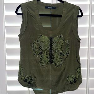 Olive blouse with beading detail